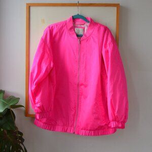 NWOT Neon Pink Millennium Early 2000s Fashion Oversized Zip Up Windbreaker